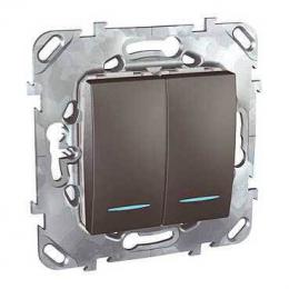 Изображение продукта Выключатель двухклавишный с подсветкой Schneider Electric Unica 